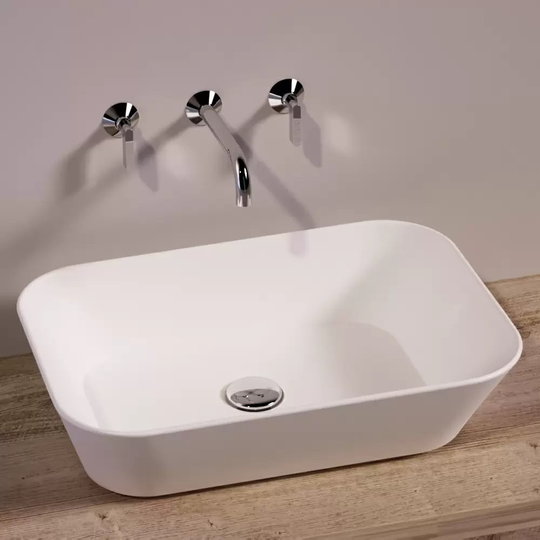 Керамическая раковина 60 см Simas WAVE, matte white (WA 04) На столешницу, На тумбу Прямоугольные