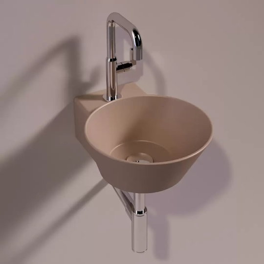 Керамическая раковина 33 см Simas WAVE, matte moka (WA 05) На столешницу, На тумбу, Подвесные Круглые