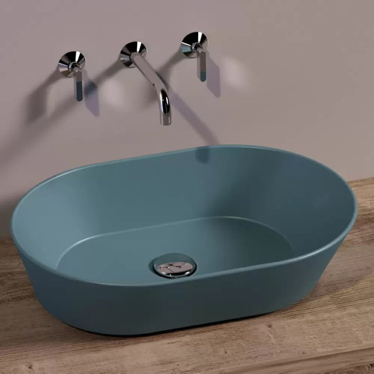 Керамическая раковина 60 см Simas WAVE, matte navy (WA 02) На столешницу, На тумбу Овальные