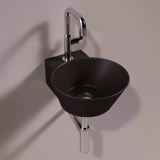 Керамическая раковина 33 см Simas WAVE, matte black (WA 05) На столешницу, На тумбу, Подвесные Круглые