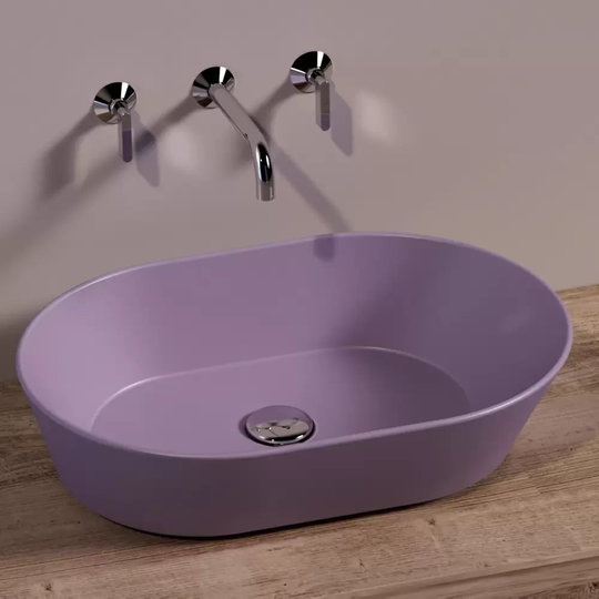 Керамическая раковина 60 см Simas WAVE, matte prugna (WA 02) На столешницу, На тумбу Овальные