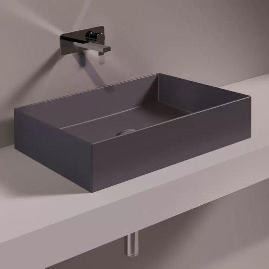 Керамическая раковина 60 см Simas Agile, matte antracite (AG 60) На столешницу, На тумбу Прямоугольные