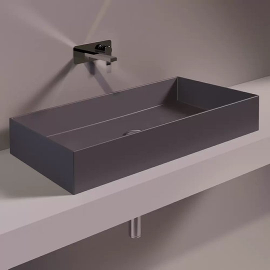 Керамическая раковина 80 см Simas Agile, matte antracite (AG 80) На столешницу, На тумбу Прямоугольные