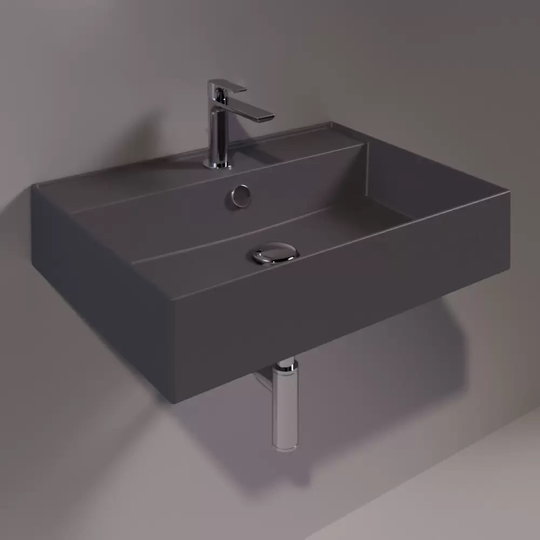 Керамическая раковина 61 cм Simas Agile, matte antracite (AG 61) На столешницу, На тумбу, Подвесные Прямоугольные