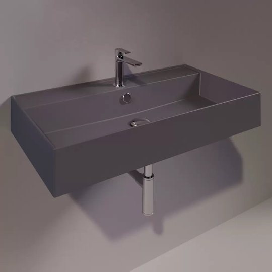 Керамическая раковина 81 cм Simas Agile, matte antracite (AG 81) На столешницу, На тумбу, Подвесные Прямоугольные