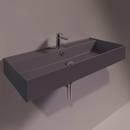 Керамическая раковина 101 cм Simas Agile, matte antracite (AG 101) На столешницу, На тумбу, Подвесные Прямоугольные