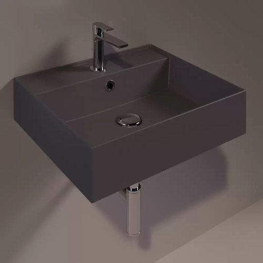 Керамическая раковина 51 см Simas Agile, matte antracite (AG 51) На столешницу, На тумбу, Подвесные Прямоугольные
