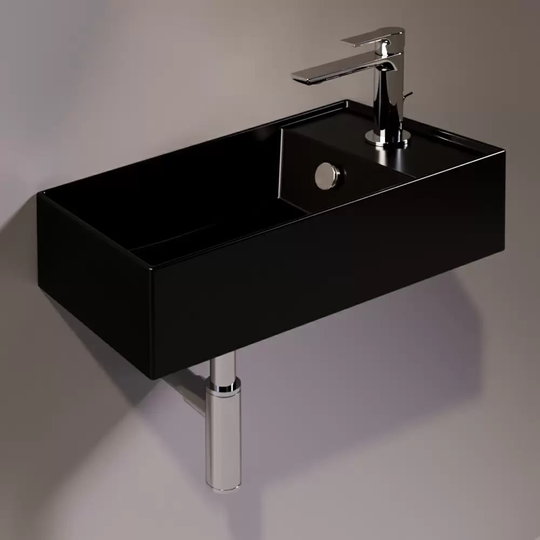 Керамическая раковина 50 см Simas Agile, glossy black (AG 50) На столешницу, На тумбу, Подвесные Прямоугольные