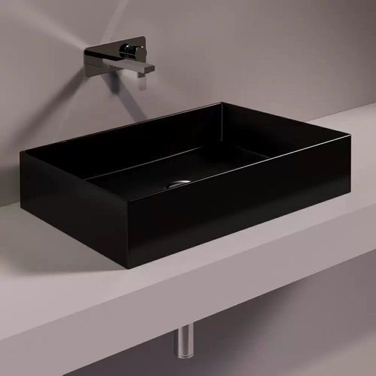 Керамическая раковина 60 см Simas Agile, glossy black (AG 60) На столешницу, На тумбу Прямоугольные
