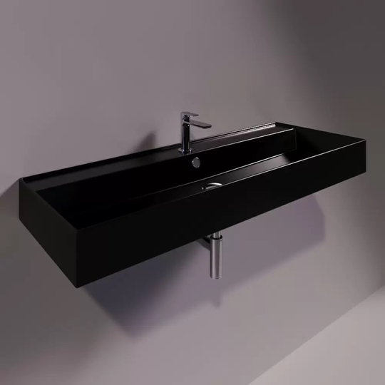 Керамічна раковина 121 см Simas Agile, glossy black (AG 121) На стільницю, На тумбу, Підвісні 