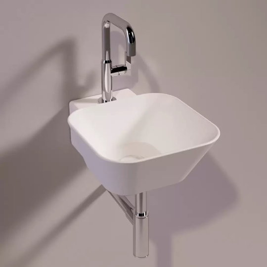 Керамическая раковина 33 см Simas WAVE, matte white (WA 07) На столешницу, На тумбу, Подвесные Квадратные