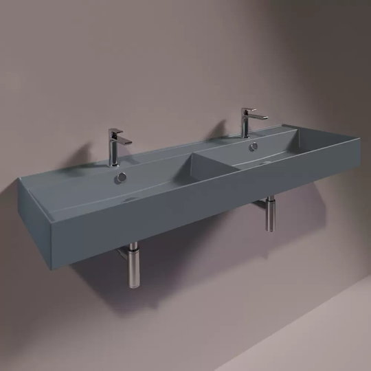 Керамическая раковина 141 cм Simas Agile, matte cemento (AG 141D) На столешницу, На тумбу, Подвесные Прямоугольные