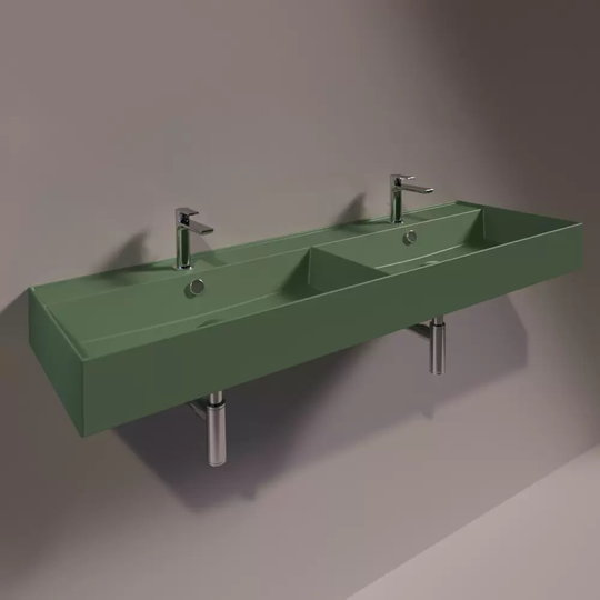 Керамическая раковина 141 cм Simas Agile, matte mirto (AG 141D) На столешницу, На тумбу, Подвесные Прямоугольные