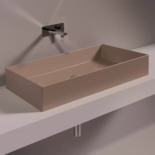Керамическая раковина 80 см Simas Agile, matte moka (AG 80) На столешницу, На тумбу Прямоугольные