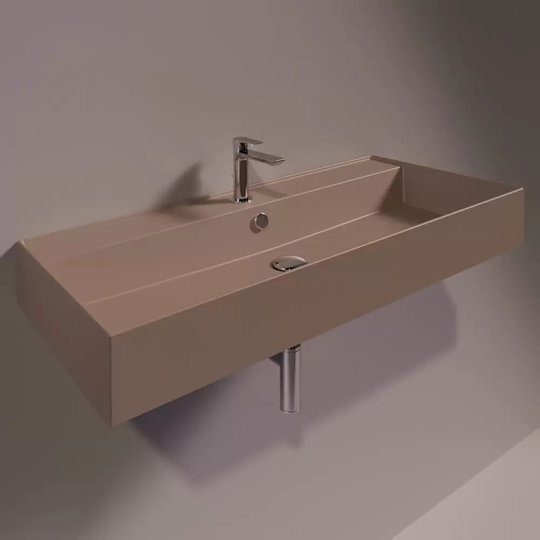 Керамическая раковина 101 cм Simas Agile, matte moka (AG 101) На столешницу, На тумбу, Подвесные Прямоугольные