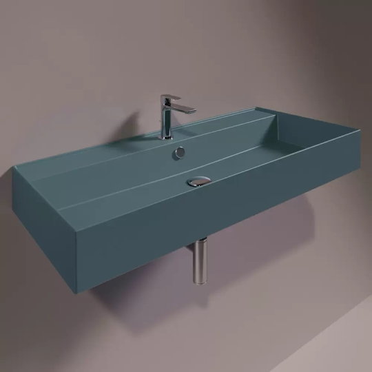 Керамическая раковина 101 cм Simas Agile, matte navy (AG 101) На столешницу, На тумбу, Подвесные Прямоугольные