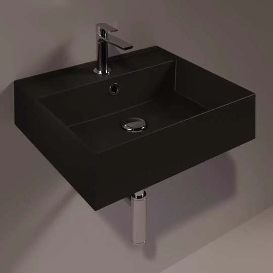 Керамическая раковина 51 см Simas Agile, matte black (AG 51) На столешницу, На тумбу, Подвесные Прямоугольные