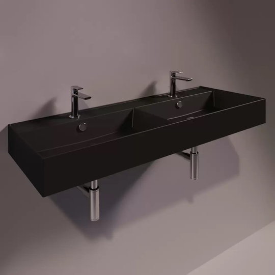 Керамическая раковина 121 cм Simas Agile, matte black (AG 121D) На столешницу, На тумбу, Подвесные Прямоугольные