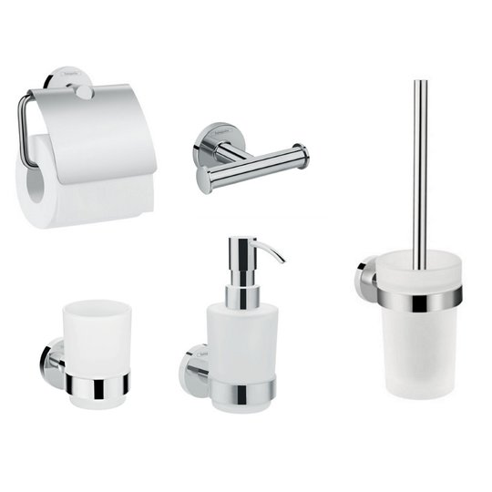 Набор аксессуаров для ванной комнаты Hansgrohe Logis (41723111) Бумагодержатели, Дозаторы жидкого мыла, Ершики для унитаза, Крючки для халатов и полотенец, Наборы аксессуаров, Стаканы для зубных щеток Hansgrohe