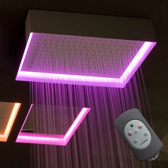 Верхній душ з LED підсвічуванням Antonio Lupi Fuorimeteo Slim, білий з дзеркальною сталлю (FMS20BAL) Верхні душі Білий