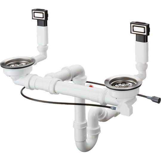 Сифон для кухонного миття з нержавіючої сталі, Автоматичний злив Select Hansgrohe D 15-12 (43942800) Для раковин Повний комплект