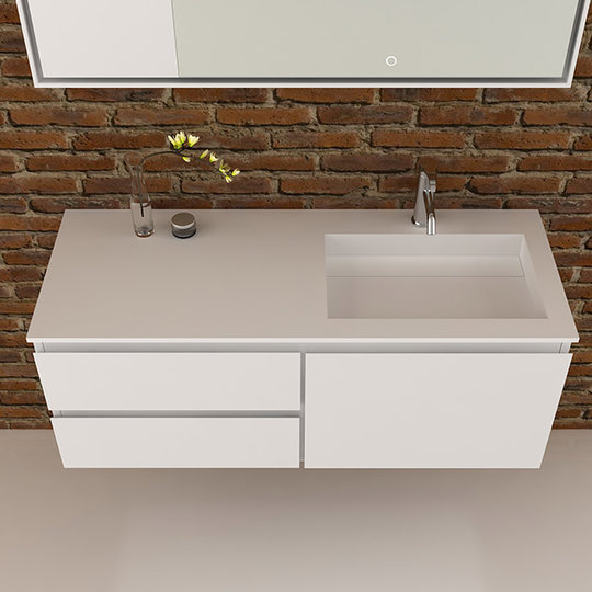 Раковина iStone Hannah, Matte White (WD38130R) На столешницу, На тумбу Прямоугольные