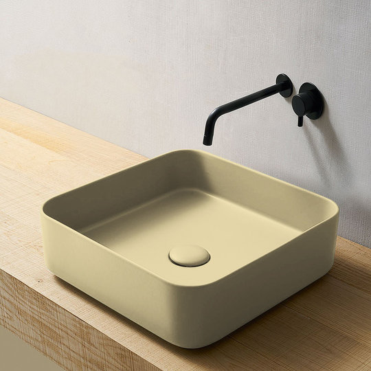Раковина накладная 40 см Cielo Shui Comfort, песочный (SHCOLAQ40-CN) На столешницу, На тумбу Квадратные