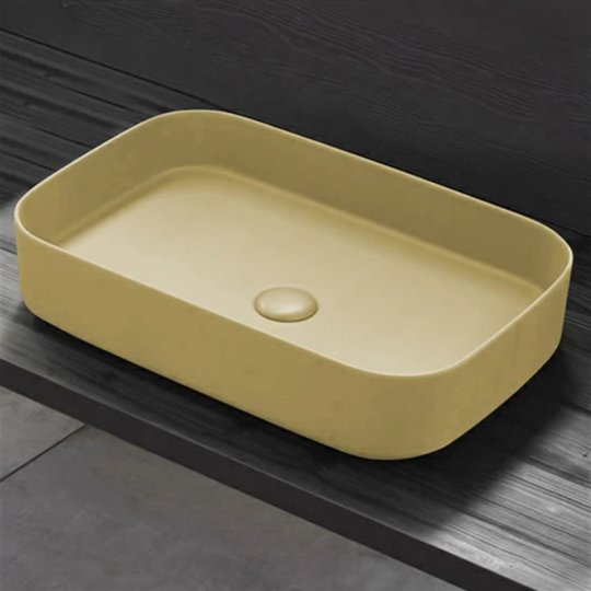 Раковина накладная 60 см Cielo Shui Comfort, песочный (SHCOLAR60-CN) На столешницу, На тумбу Прямоугольные
