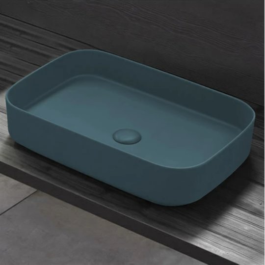 Раковина накладная 60 см Cielo Shui Comfort, бирюзовый (SHCOLAR60-PL) На столешницу, На тумбу Прямоугольные
