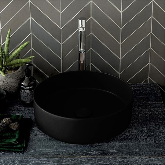 Раковина накладная 40 см Cielo Shui Comfort, черный (SHCOLAT40-N) На столешницу, На тумбу Круглые