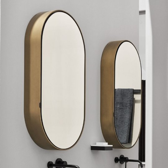 Дзеркальна шафка 50 см Cielo I Catini Oval Box, Brushed Bronze (CASPCO-BZ) Cielo Дзеркальні шафи