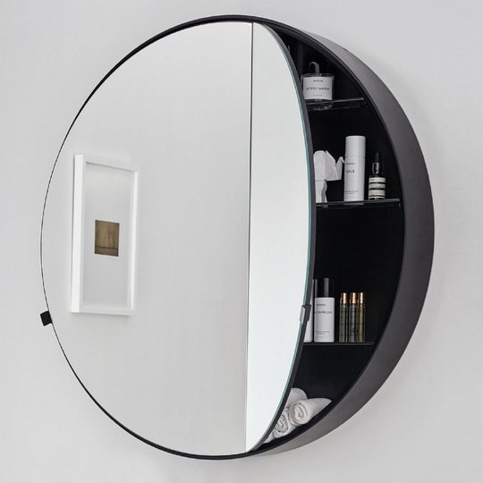 Зеркальный шкафчик 75 см Cielo I Catini Round Box, Cemento (CASPCT75-CM) Cielo Зеркальные шкафы
