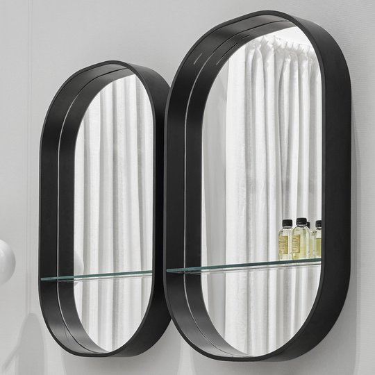 Зеркало с LED подсветкой и полкой 67 см Cielo Arcadia Eos C, Matt Black (SPEOML-NM) Cielo Зеркала