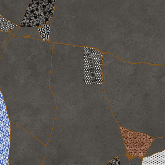 Плитка Fioranese Kintsugi Japan-Hibi Darkness 60,4 * 60,4 (KTJ600R) Для кухні, Для громадських приміщень, Для житлових приміщень, Для ванної