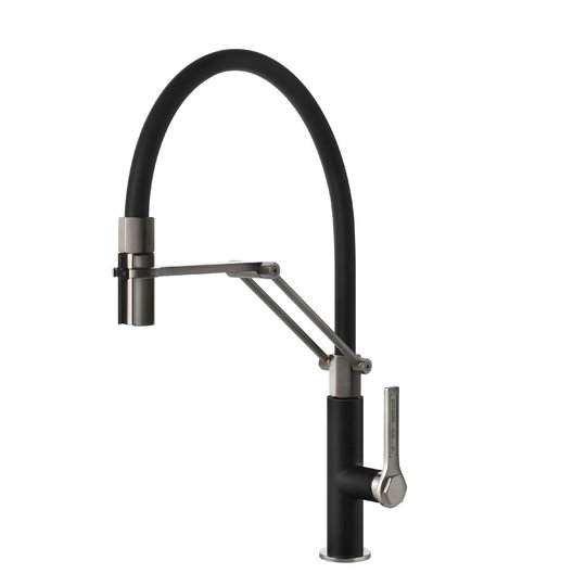 Смеситель для кухни Gessi Kitchen OFFICINE, сталь/черный матовый (60055-599) Для кухни Нерж. сталь, Черный матовый