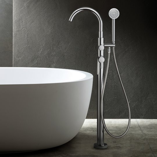 Напольный смеситель для ванны Fantini Icona Classic, хром (53 02 R080B+R080A) Для ванны Хром