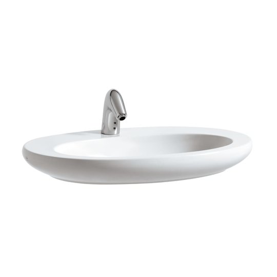 Керамическая раковина 75 см Laufen IL BAGNO ALESSI One, белый (H8189724001041) На столешницу, На тумбу Овальные