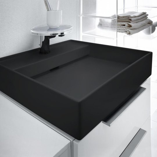 Керамическая раковина 46 см Laufen Kartell, черный матовый (H8153317161111) На столешницу, На тумбу Квадратные