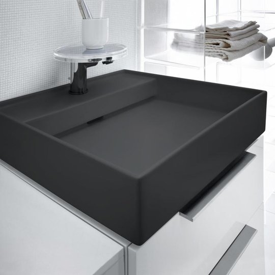 Керамическая раковина 46 см Laufen Kartell, графит матовый (H8153317581111) На столешницу, На тумбу Квадратные