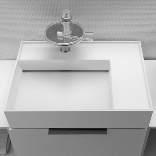 Керамическая раковина 60 см со скрытым сливом Laufen Kartell, белый матовый (H8103347571111) На столешницу, На тумбу, Подвесные Прямоугольные