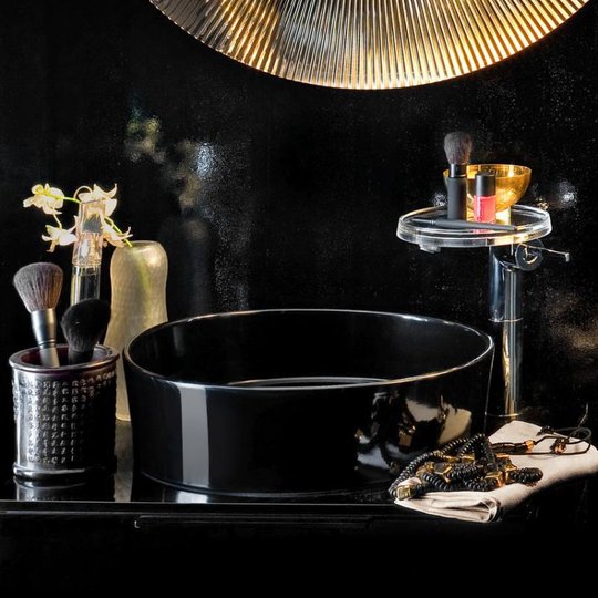 Керамическая раковина 42 см Laufen Kartell, черный глянцевый (H8123310201121) На столешницу, На тумбу Круглые