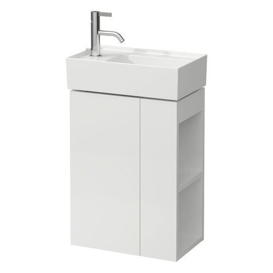Тумба подвесная с полочкой, петли слева, 44 см Laufen Kartell, белый матовый (H4075170336401) Laufen Тумбы