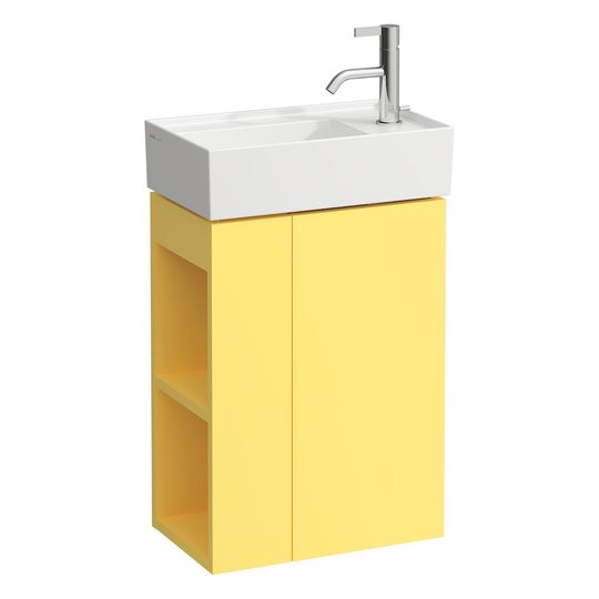 Тумба подвесная с полочкой, петли справа, 44 см Laufen Kartell, желтый (H4075180336441) Laufen Тумбы