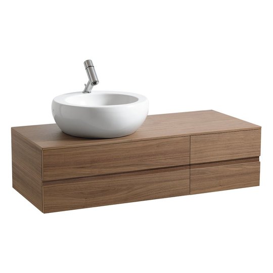 Тумба подвесная с 4 ящиками и отверстием под раковину слева, 120 см Laufen IL Bagno Alessi One, грецкий орех (H4241210976301) Laufen Тумбы