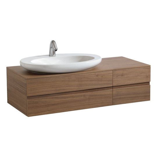 Тумба подвесная с 4 ящиками и отверстием под раковину слева, 120 см Laufen IL Bagno Alessi One, грецкий орех (H4241310976301) Laufen Тумбы