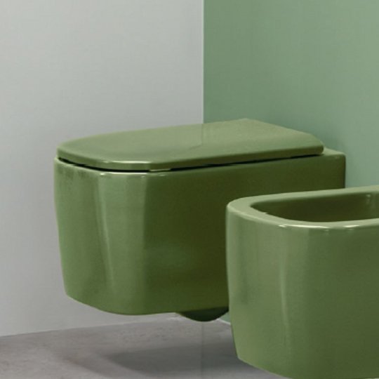 Подвесной безободковый унитаз NIC Design Semplice, зеленый глянцевый (003 699.073) Подвесные 