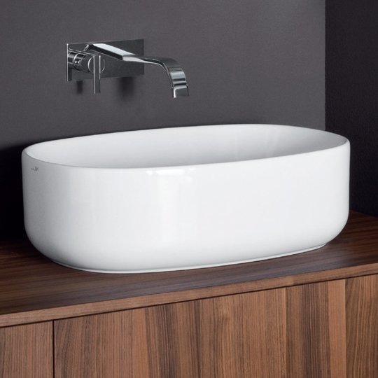 Раковина накладная 55 см NIC Design Semplice, белый глянцевый (001 376.001) На столешницу, На тумбу Овальные