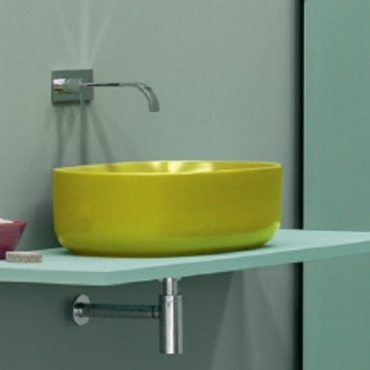 Раковина накладная 55 см NIC Design Semplice, желтый глянцевый (001 376.071) На столешницу, На тумбу Овальные