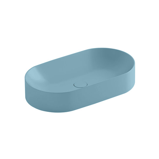 Раковина накладная 55 см NIC Design Pin, голубой глянцевый (001 714.076) На столешницу, На тумбу Овальные