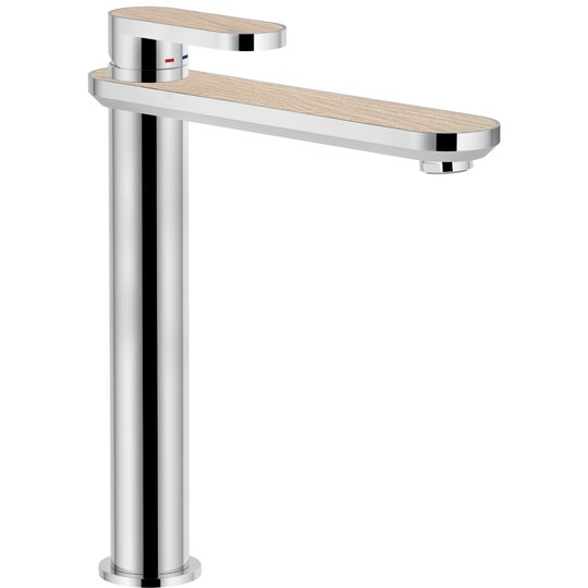 Высокий смеситель для раковины Nobili Dress, chrome and vanilla wood (DS106128/2C10) Для раковины Хром-ванильный